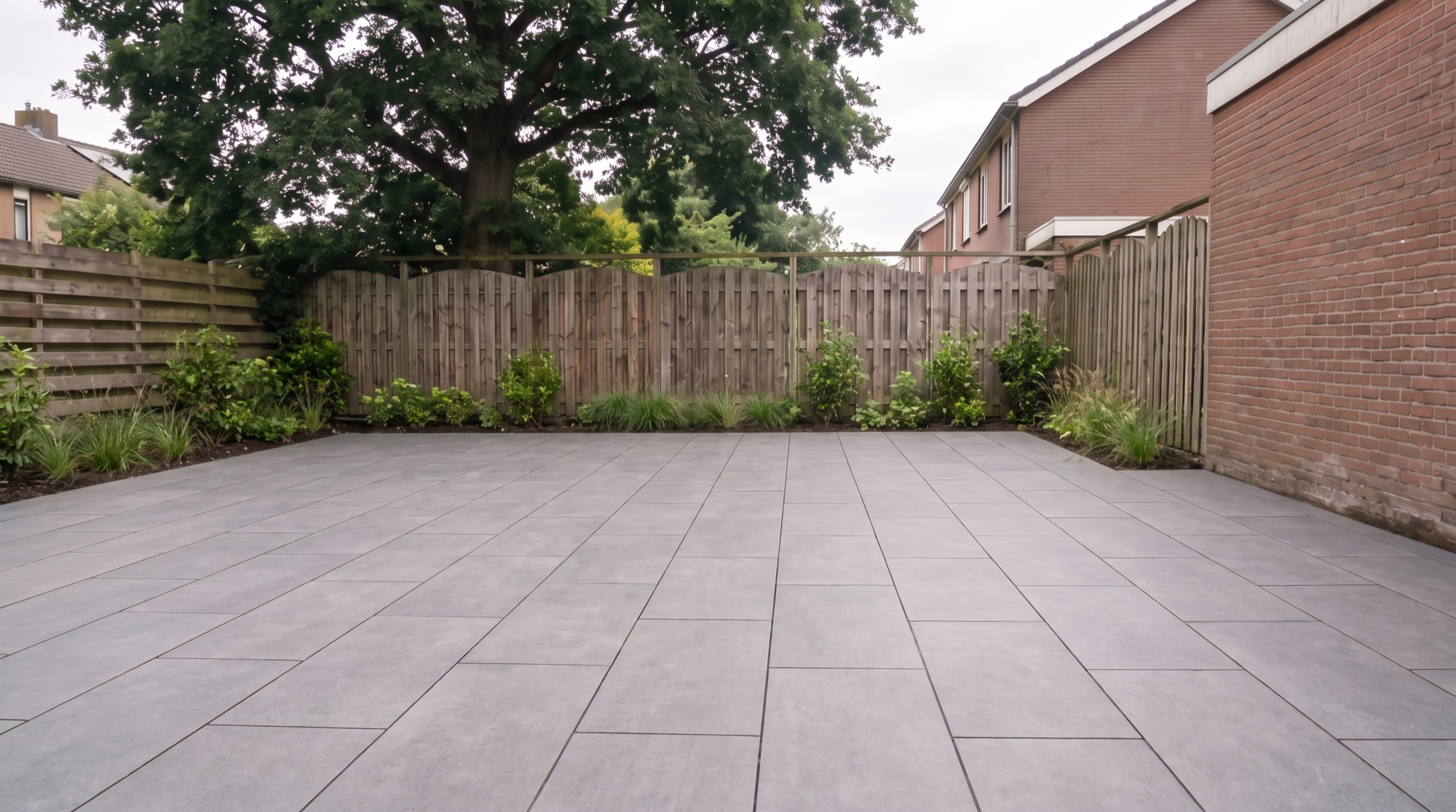 The finished terrace, paved and jointed